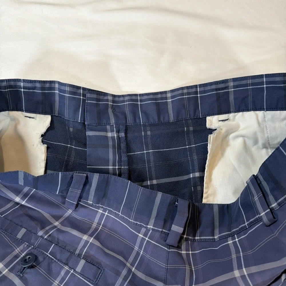 Nike Golf Dri-Fit Shorts Mens 36 Blue‎ Plaid Polyester Spandex Performance - Picture 7 of 9